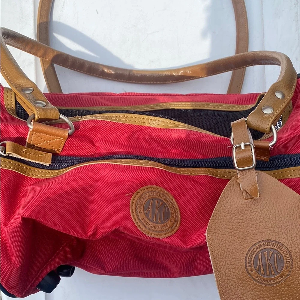 Red and Brown AKC pet carrier Bag